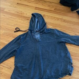 Jones New York Dark Blue Denim Hoodie